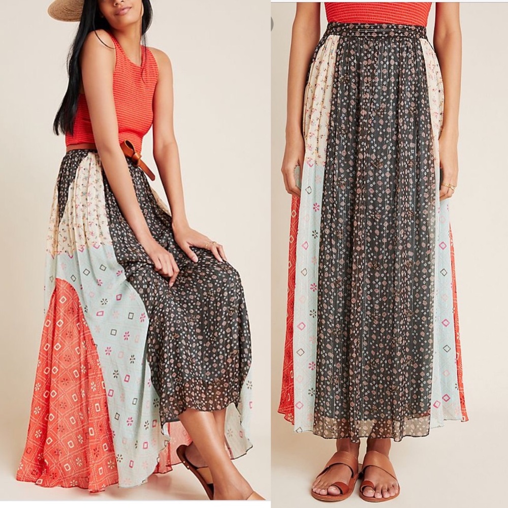 Anthropologie Verb Margot Pleated Maxi Skirt 2 New